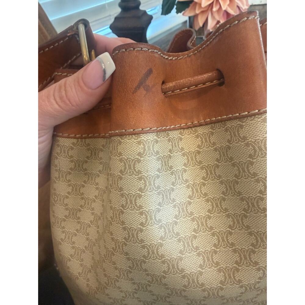 Celine Beige & Brown Canvas Bucket Shoulder Bag - Picture 12 of 12